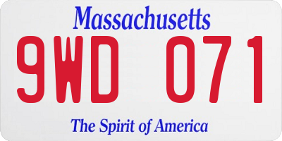 MA license plate 9WD071