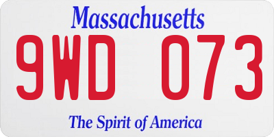 MA license plate 9WD073