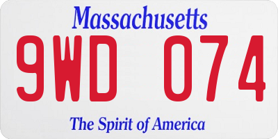 MA license plate 9WD074