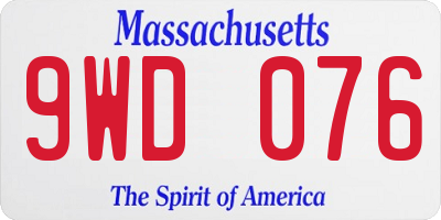 MA license plate 9WD076