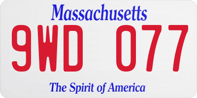 MA license plate 9WD077