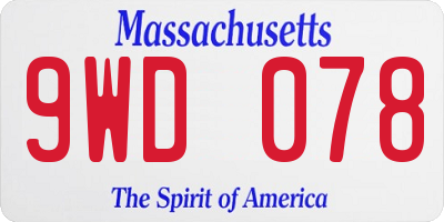 MA license plate 9WD078