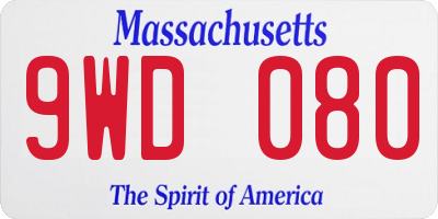 MA license plate 9WD080
