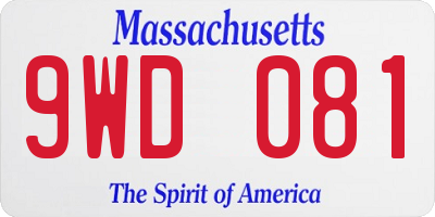 MA license plate 9WD081
