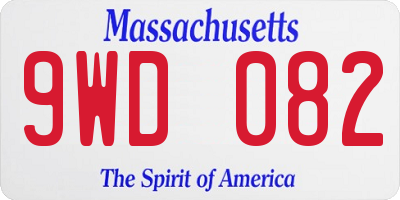 MA license plate 9WD082