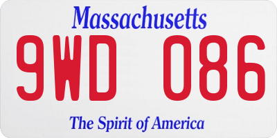 MA license plate 9WD086