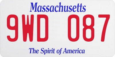 MA license plate 9WD087