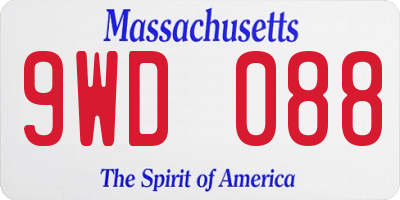 MA license plate 9WD088