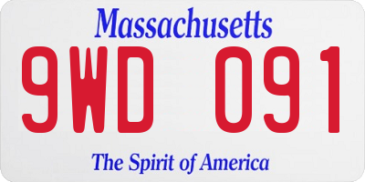 MA license plate 9WD091