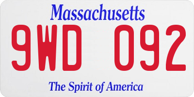 MA license plate 9WD092