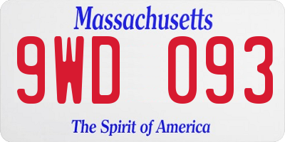 MA license plate 9WD093