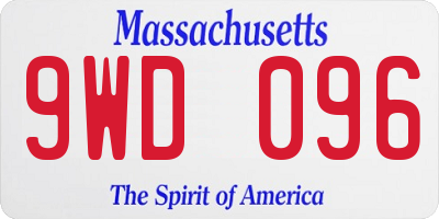 MA license plate 9WD096