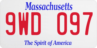 MA license plate 9WD097