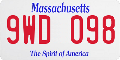 MA license plate 9WD098