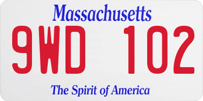 MA license plate 9WD102