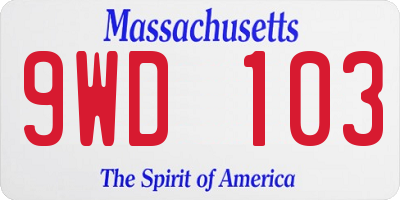 MA license plate 9WD103