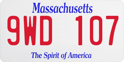 MA license plate 9WD107