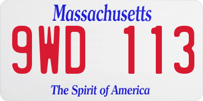 MA license plate 9WD113