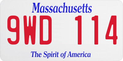 MA license plate 9WD114