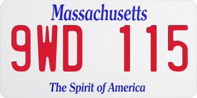 MA license plate 9WD115