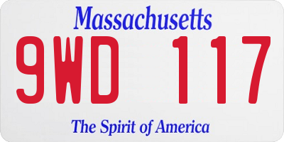MA license plate 9WD117