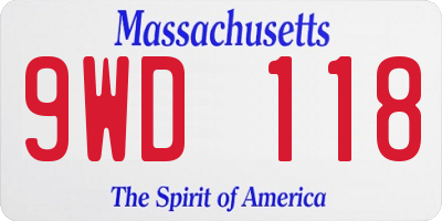 MA license plate 9WD118
