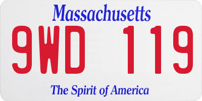 MA license plate 9WD119