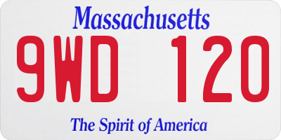 MA license plate 9WD120