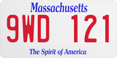 MA license plate 9WD121