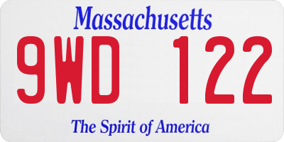 MA license plate 9WD122