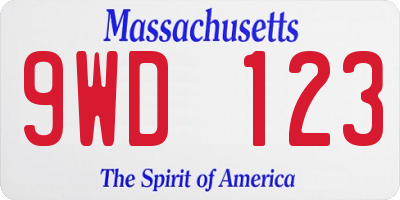 MA license plate 9WD123