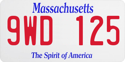 MA license plate 9WD125