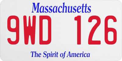 MA license plate 9WD126