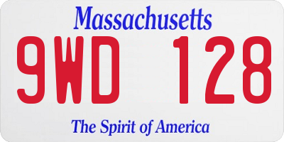 MA license plate 9WD128