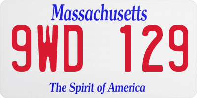 MA license plate 9WD129