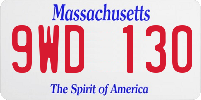MA license plate 9WD130