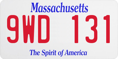 MA license plate 9WD131