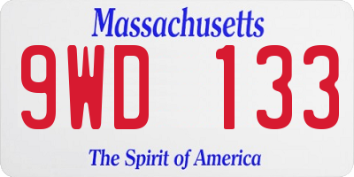 MA license plate 9WD133