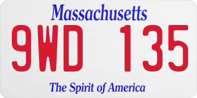 MA license plate 9WD135