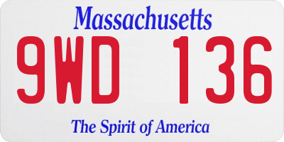 MA license plate 9WD136