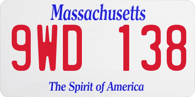 MA license plate 9WD138