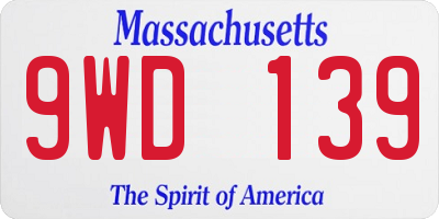 MA license plate 9WD139