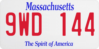 MA license plate 9WD144