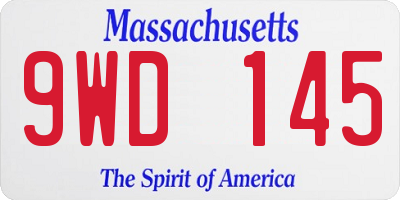 MA license plate 9WD145