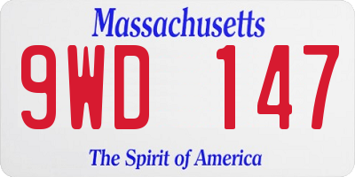 MA license plate 9WD147