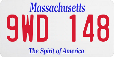 MA license plate 9WD148