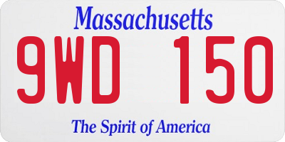 MA license plate 9WD150