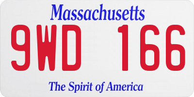 MA license plate 9WD166