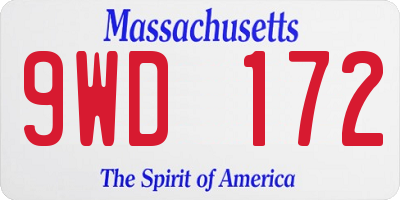 MA license plate 9WD172