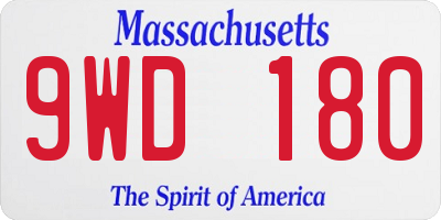 MA license plate 9WD180